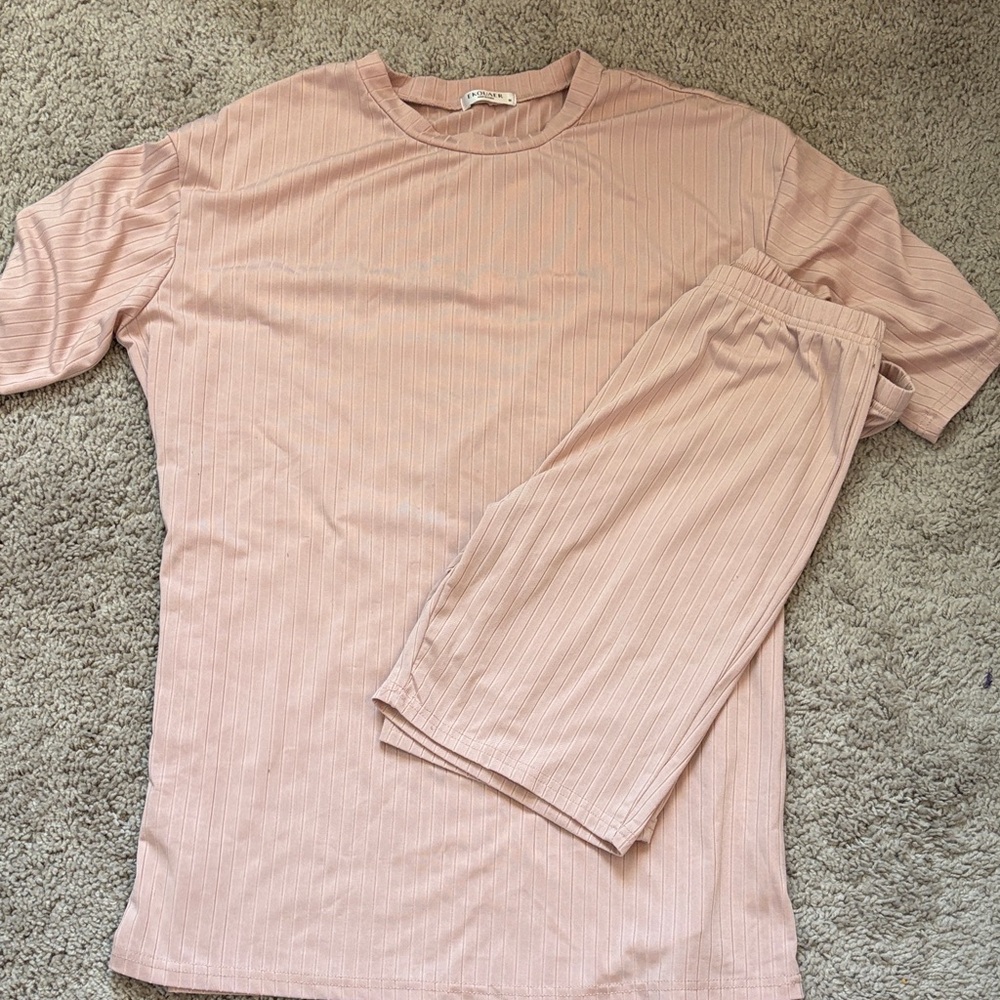 Women's Pink Striped Lounge Set
